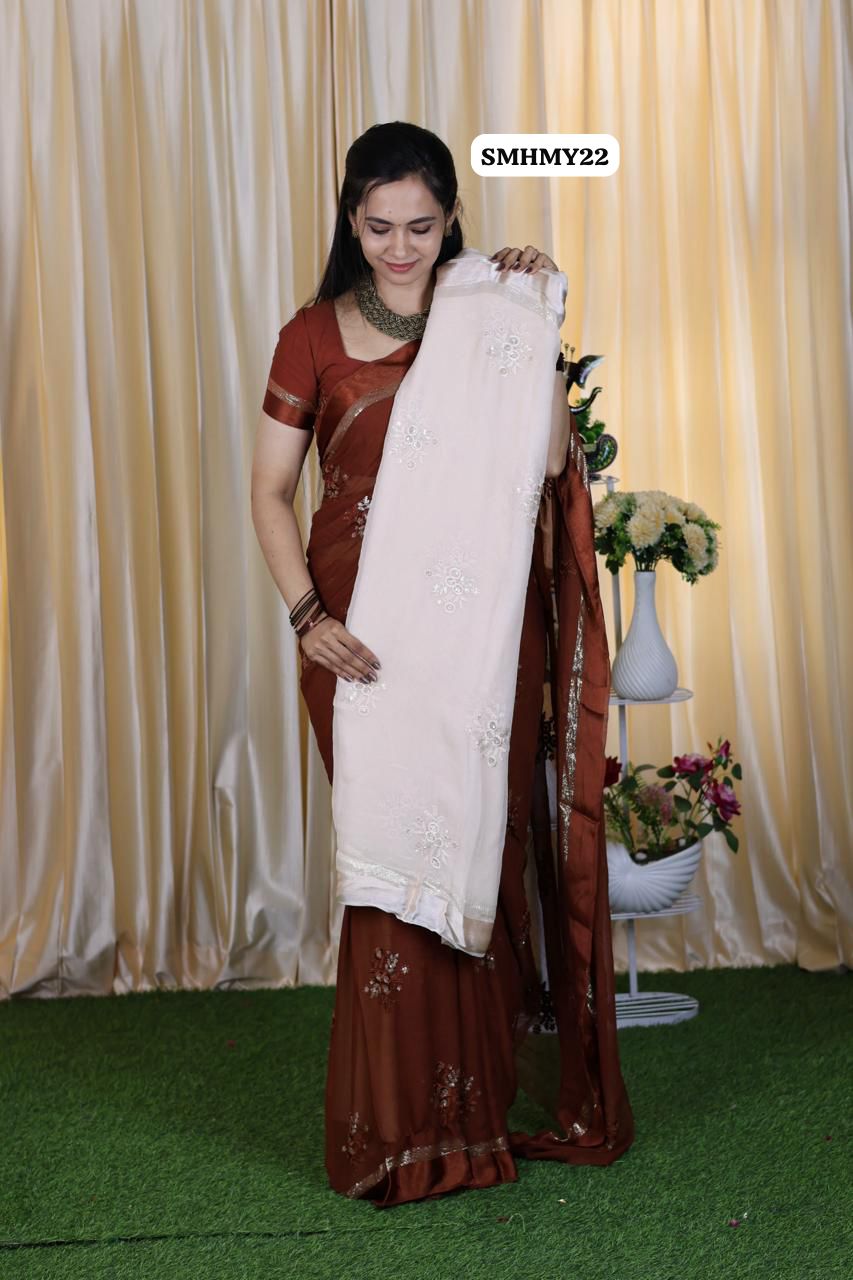 Viscose georgette saree 🍄🥳
