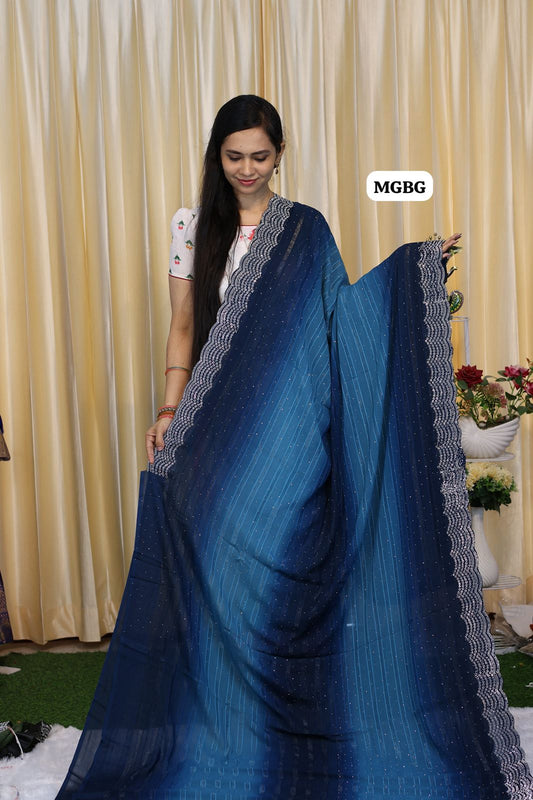 Designer saree with work at affordable price😍