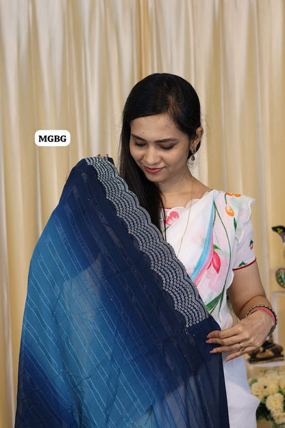 Designer saree with work at affordable price😍