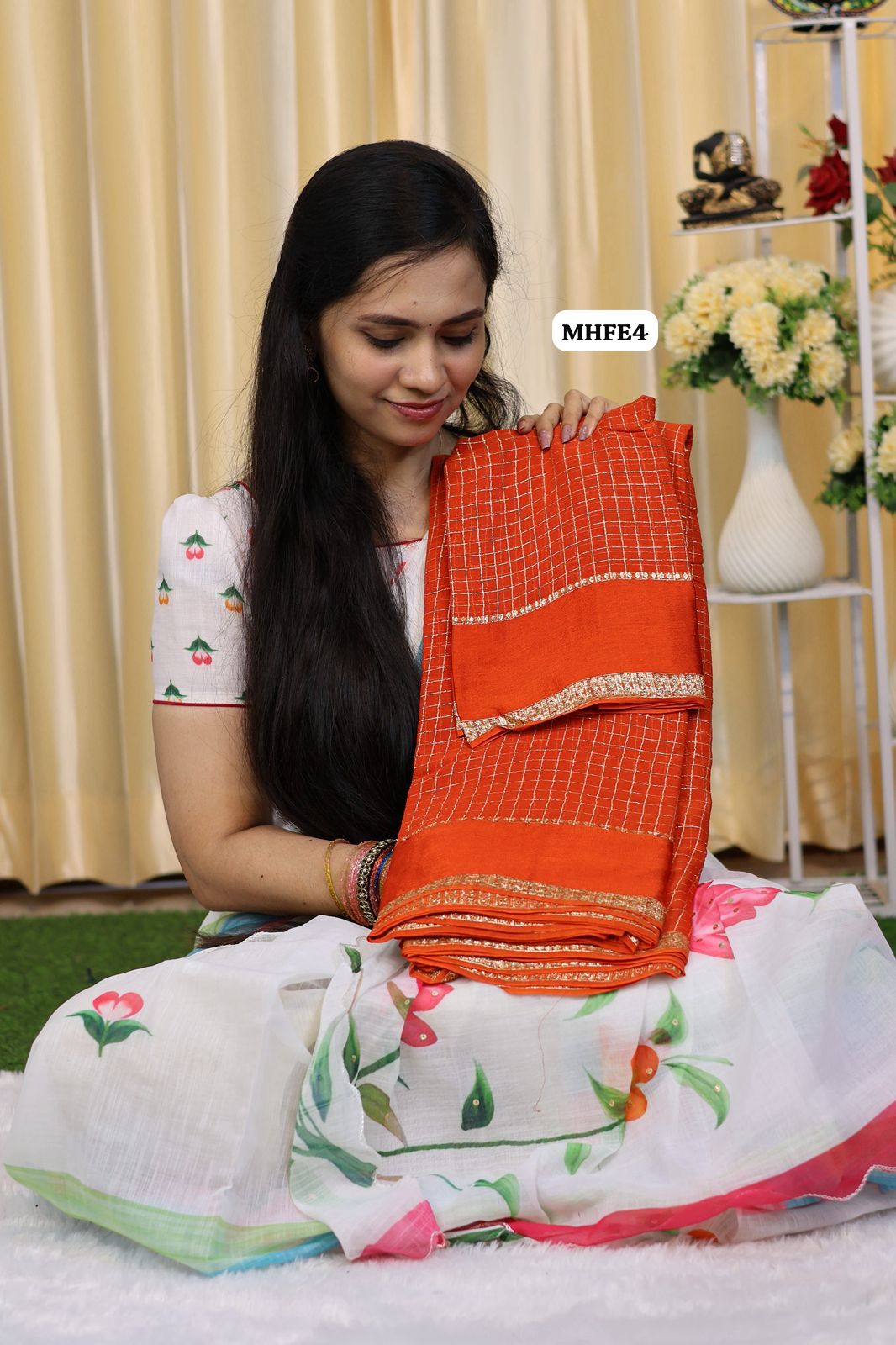 Viscose georgette saree with Zari checks and satin border 😍🥳