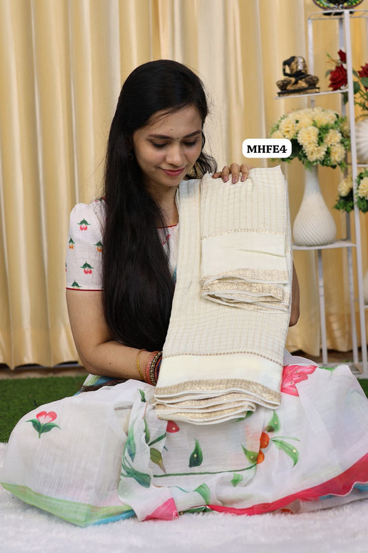 Viscose georgette saree with Zari checks and satin border 😍🥳