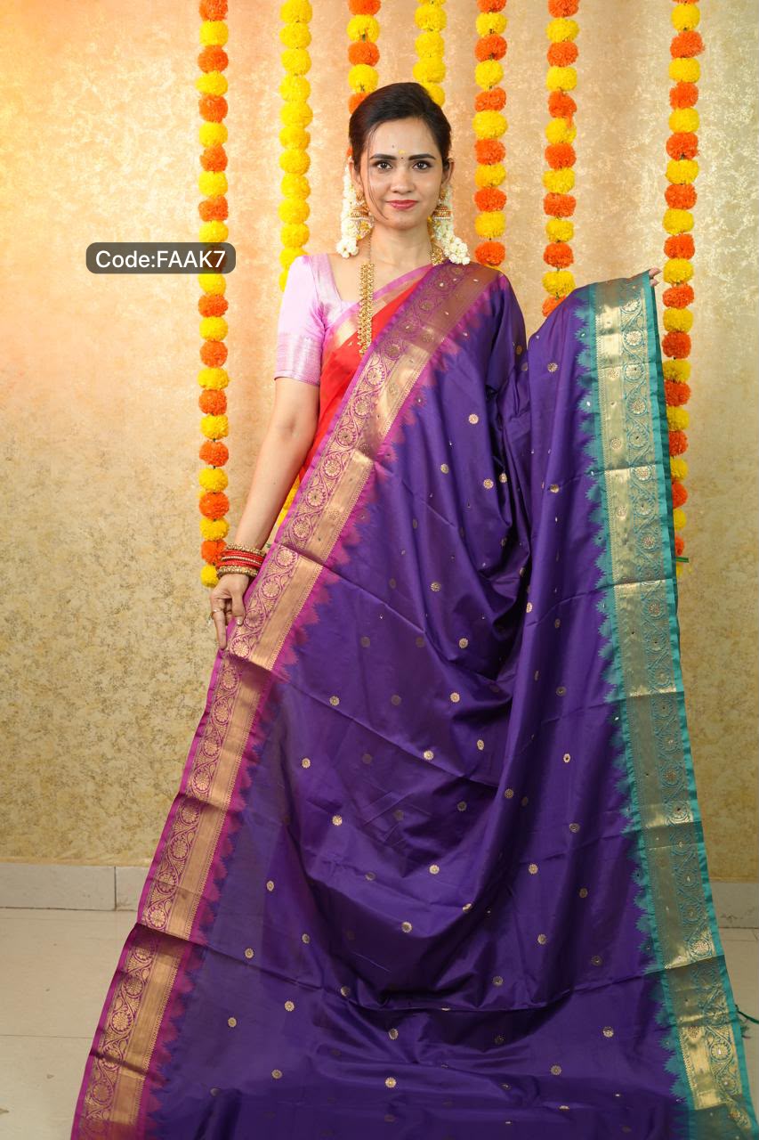 Kanchi semi silk saree with mirror work😍🥳