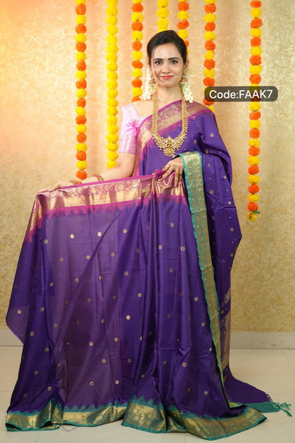 Kanchi semi silk saree with mirror work😍🥳