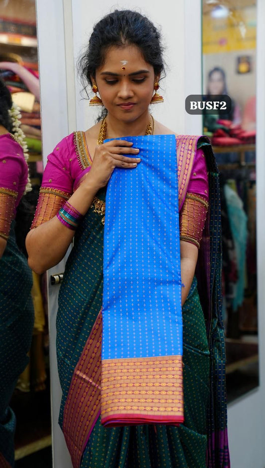 Soft silk sarees in thousand buttas style with Contrast Blouse 🎁