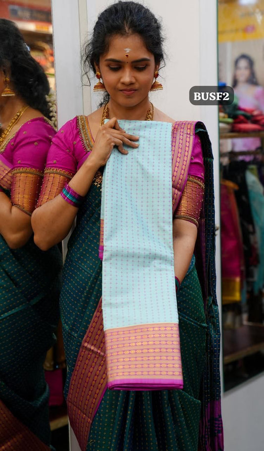Soft silk sarees in thousand buttas style with Contrast Blouse🥳