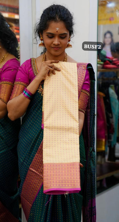 Soft silk sarees in thousand buttas style with Contrast Blouse 🥰😎