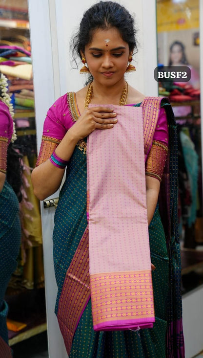 Soft silk sarees in thousand buttas style with Contrast🥰😎