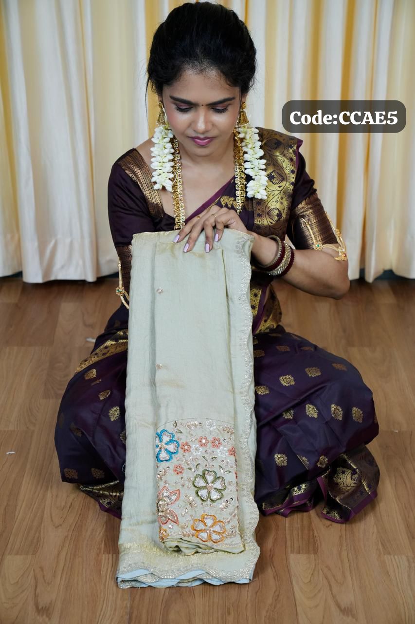 Space silk saree with jarkhand diamond work 🥰😎📚