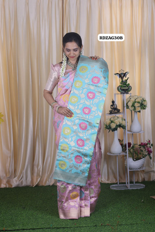 Semi soft silk saree with zari weaving 🥳