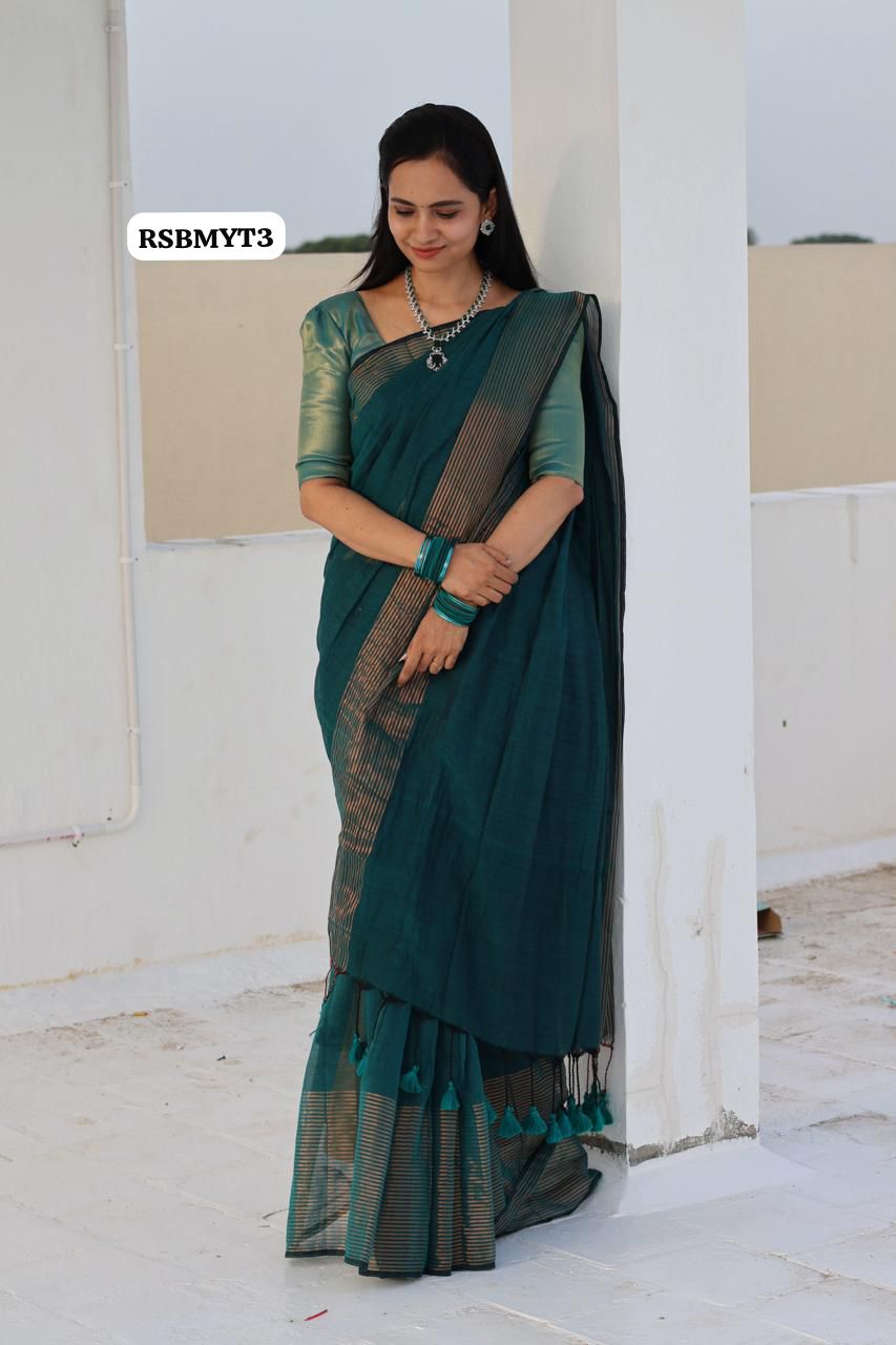 Mulmul cotton saree light weight with running blouse👇