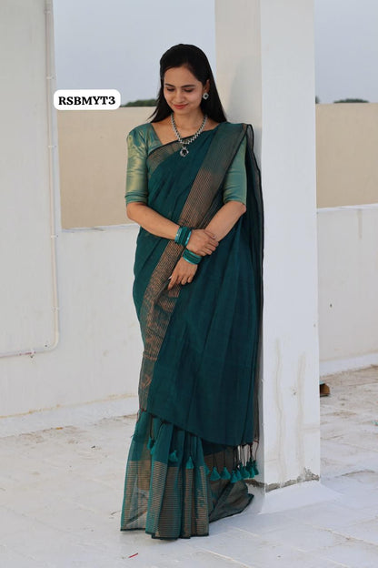 Mulmul cotton saree light weight with running blouse👇