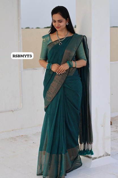 Mulmul cotton saree light weight with running blouse👇