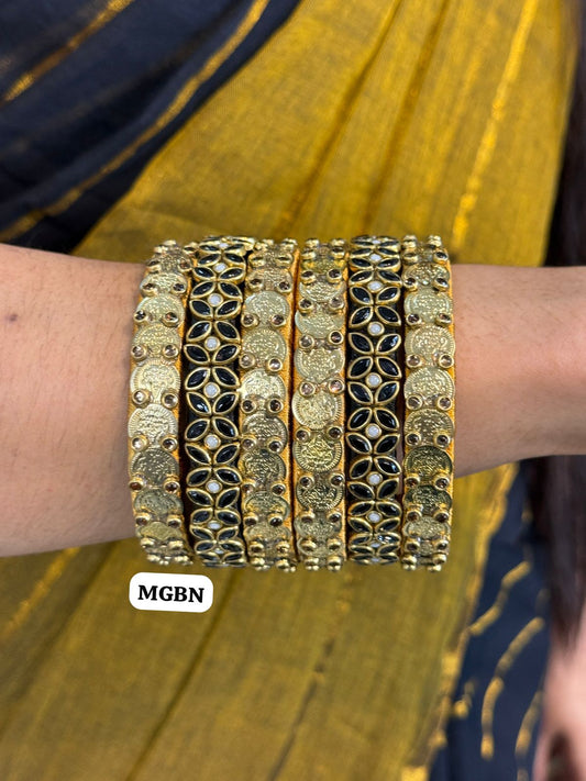 Lakshmi coin bangles with handmade silk thread bangles😍🥳