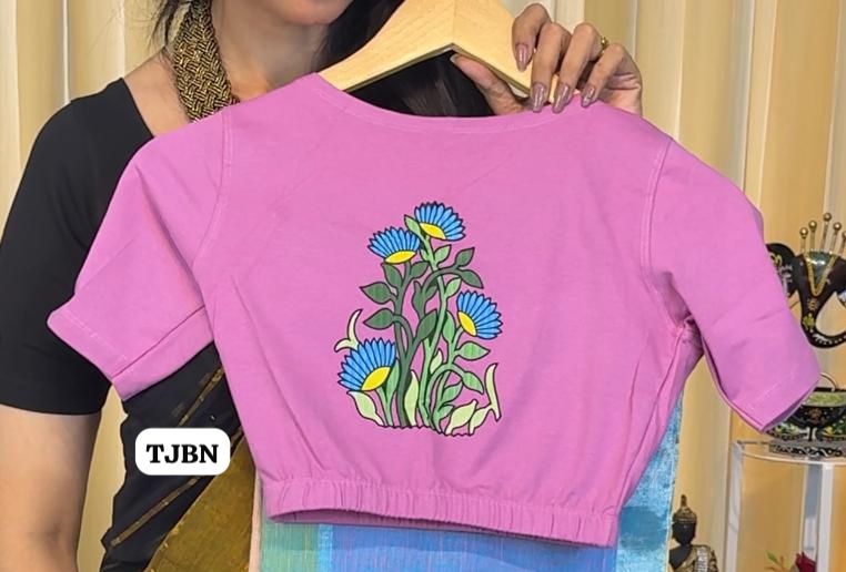 Premium quality readymade elastic blouse with printed design 😍⏰