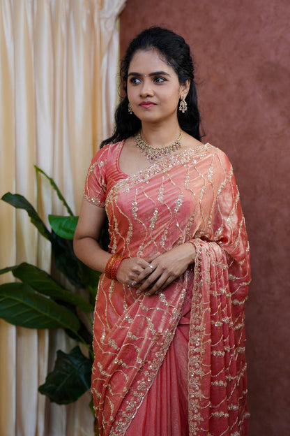 Premium Space silk with Golden heavy Katdhana work🥰⏰Prebook 6-8 days