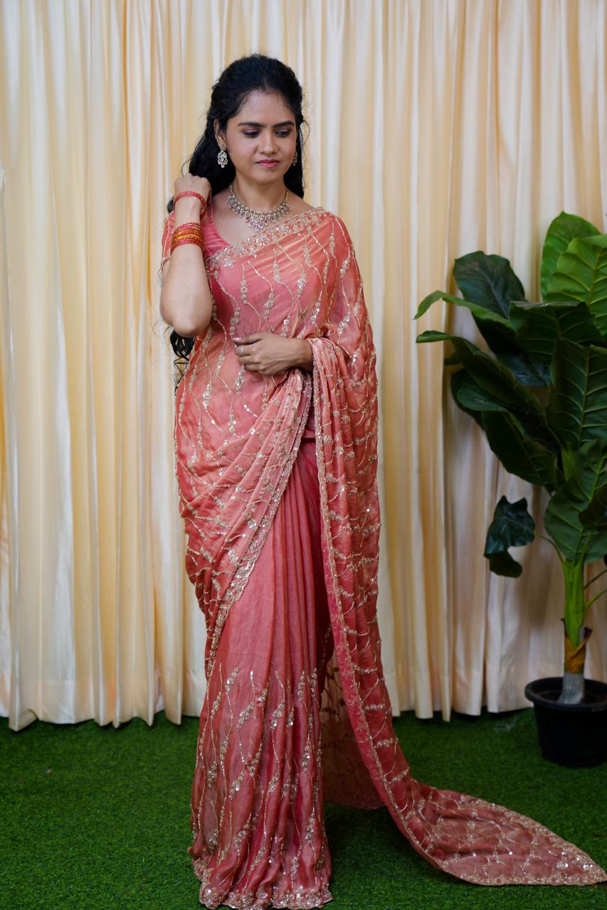 Premium Space silk with Golden heavy Katdhana work🥰⏰Prebook 6-8 days
