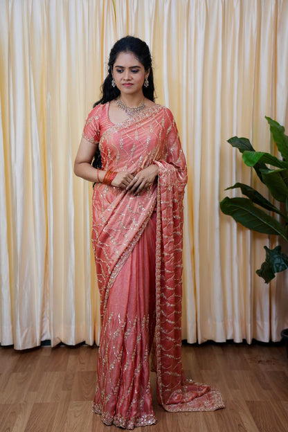 Premium Space silk with Golden heavy Katdhana work🥰⏰Prebook 6-8 days