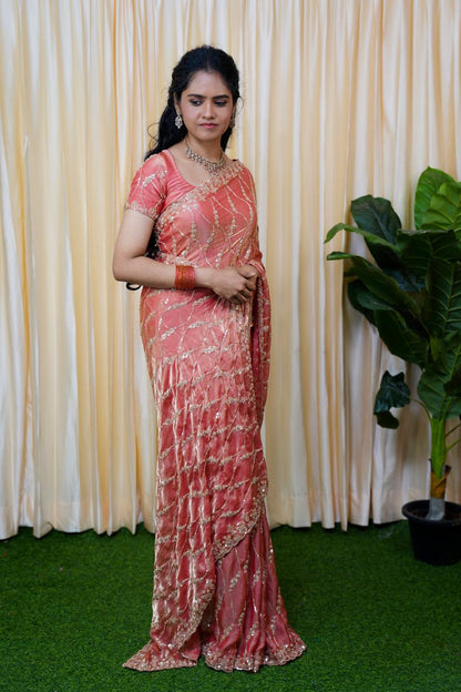 Premium Space silk with Golden heavy Katdhana work🥰⏰Prebook 6-8 days