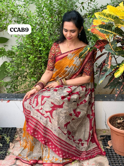 Kalamkari semi Modal silk Saree😍😎📚