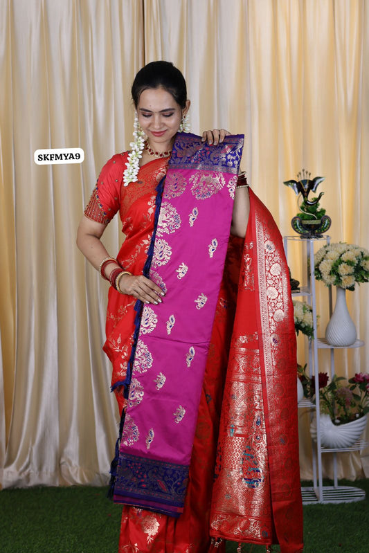 Offer 🤩Dual shade semi soft silk saree with trending design😍