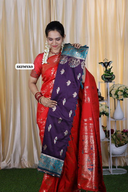 Dual shade semi soft silk saree with trending design 🥳✅