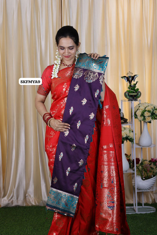 Dual shade semi soft silk saree with trending design 🥳✅