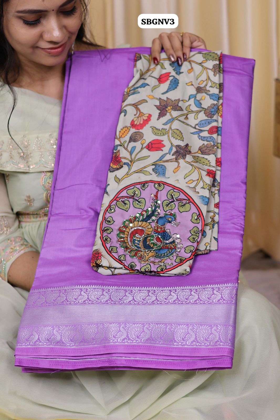 Mangalagiri inspired Mysore crepe silk saree with work blouse 😍Ⓜ️