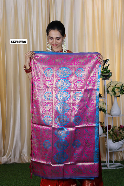 Dual shade semi soft silk saree with trending design🥳