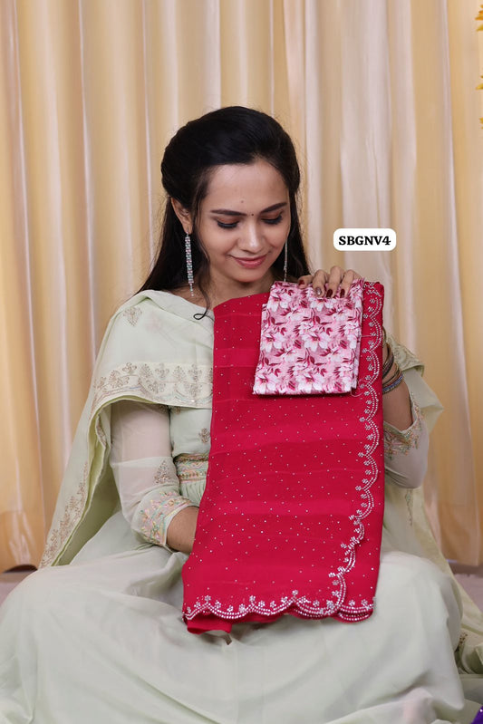 Designer saree with cut work borderⓂ️