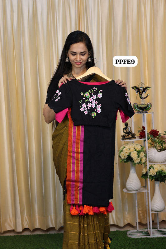 Mul cotton saree with elastic blouse🥳