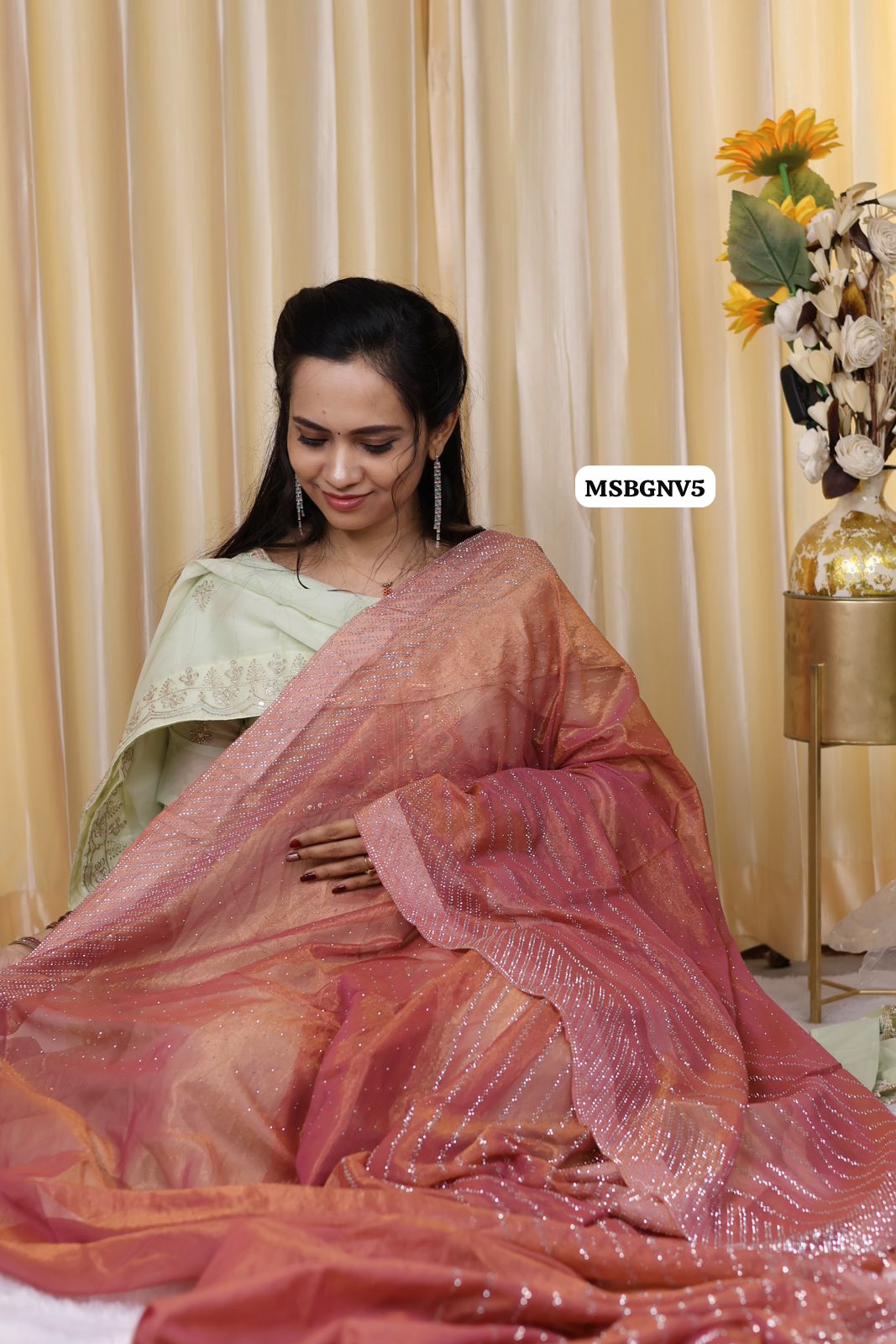 Fendy designer saree with work blouse Ⓜ️