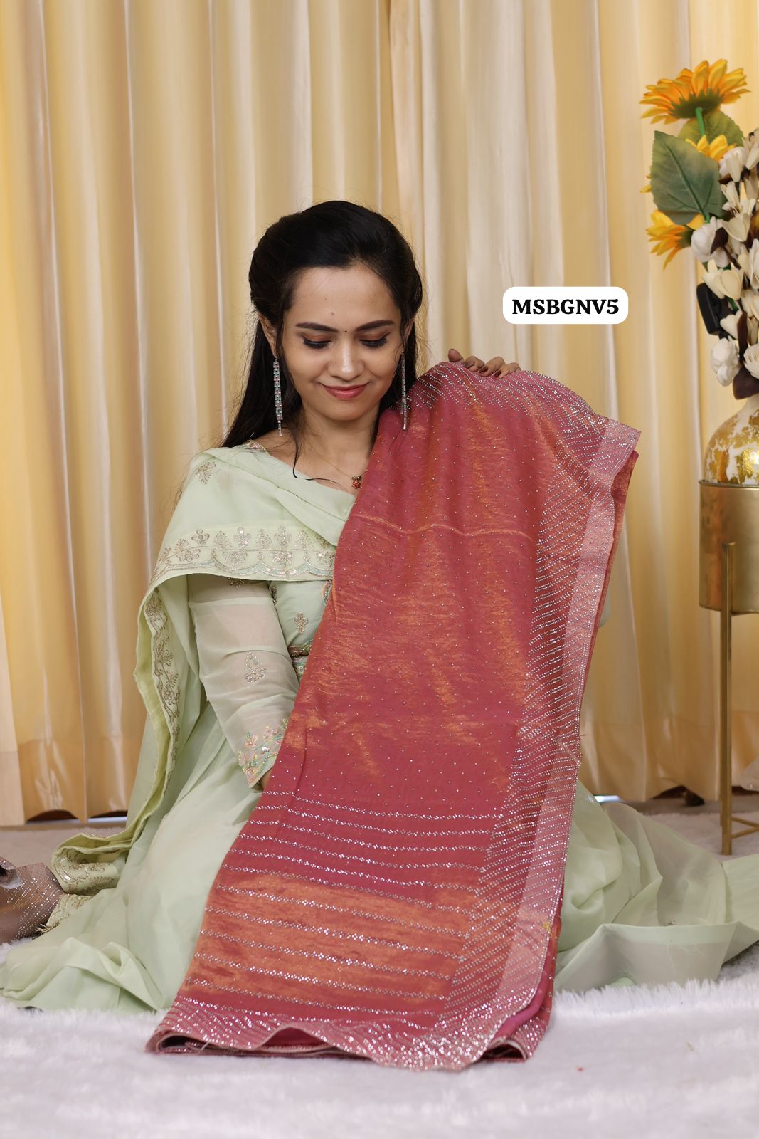 Fendy designer saree with work blouse Ⓜ️