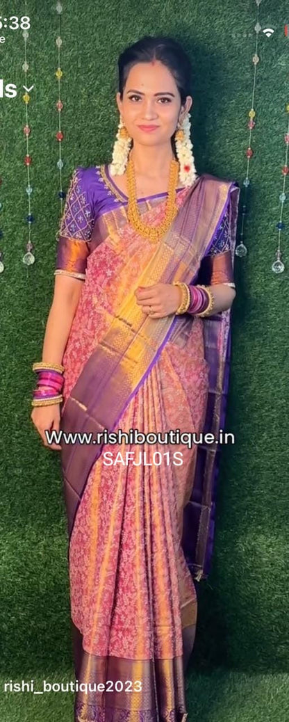 Kanchi bridal saree with embroidery blouse 🥳