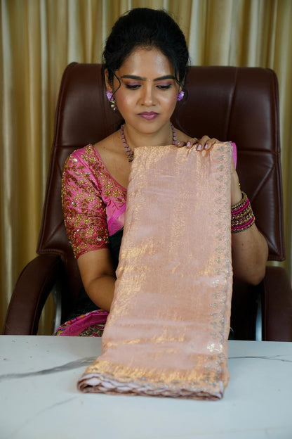 Space silk saree with designer blouse with box🥰😎📚