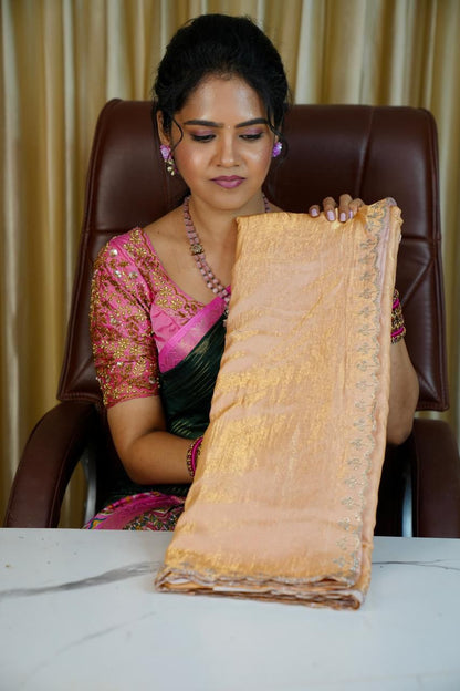 Space silk saree with designer blouse with box🥰😎📚