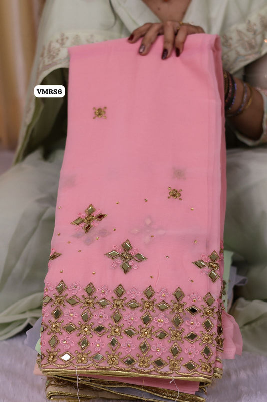 Real mirror work saree with heavy mirror in palluⓂ️