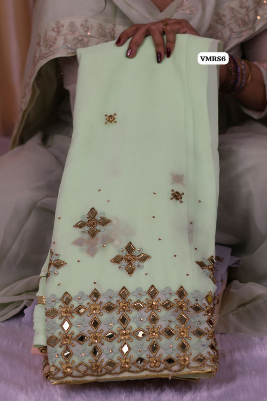 Real mirror work saree with heavy mirror in pallu😍Ⓜ️