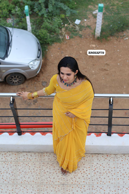 premium Georgette saree with exclusive handwork design sold❌