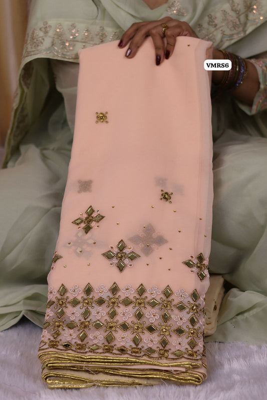 Real mirror work saree with heavy mirror in pallu😍Ⓜ️