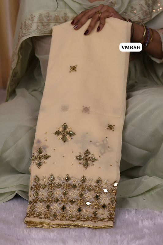 Real mirror work saree with heavy mirror in palluⓂ️