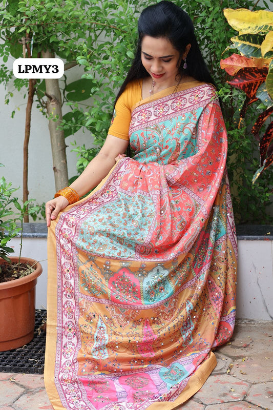 Masakali Mirror Work saree😍😎📚