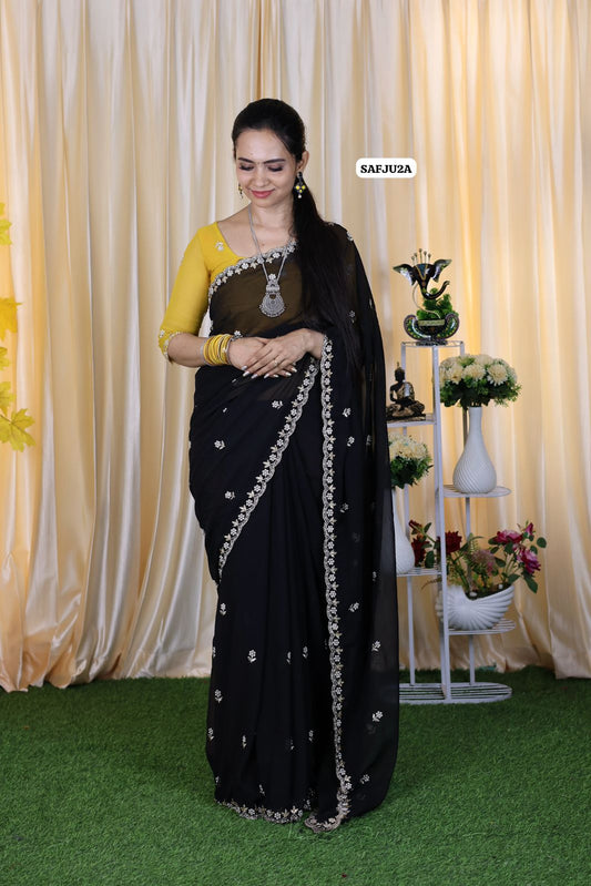 Premium Georgette fabric with embroidery and Pearl work 🥳