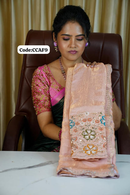 Space silk saree with designer blouse with box🥰😎📚