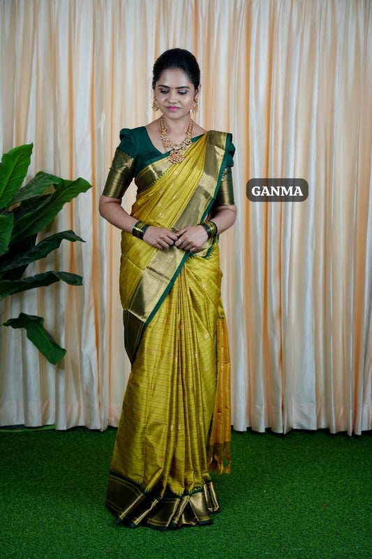 Kalyani silk saree with checks❌ saree NOT AVAILABLE
