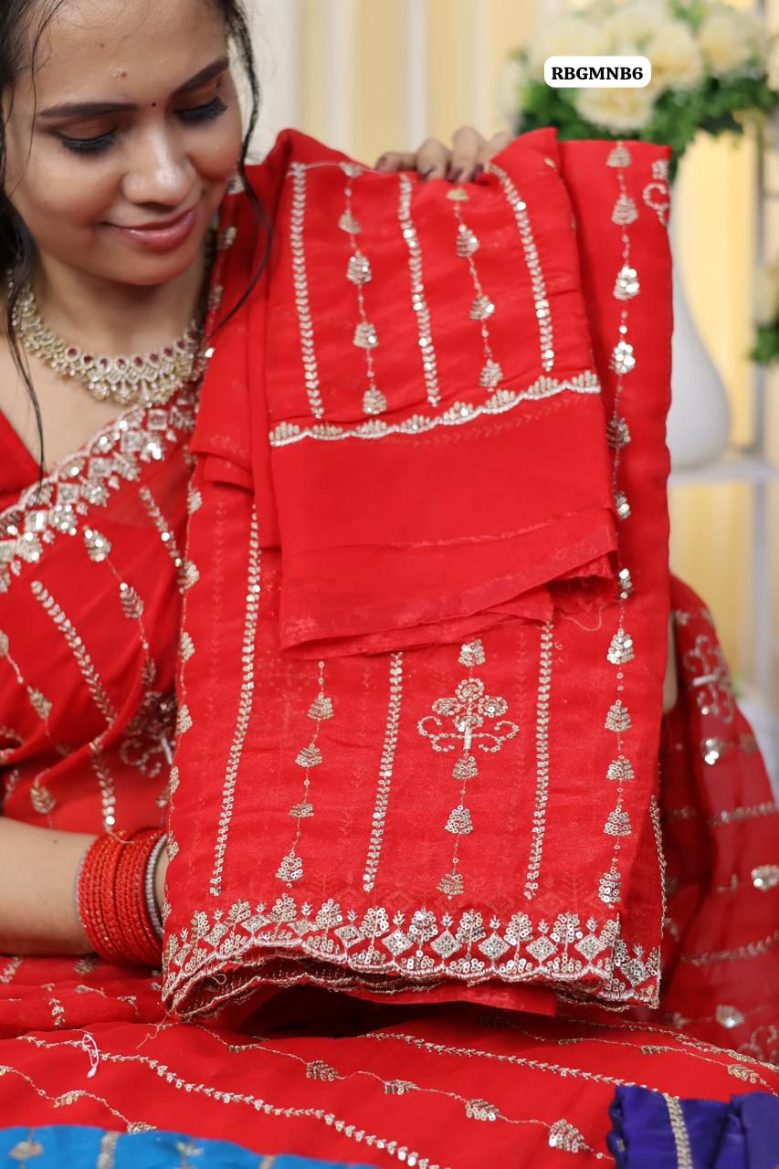 Space silk saree with heavy work 😍Ⓜ️(Red)