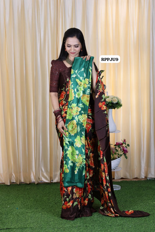Soft crepe silk with floral design ❌