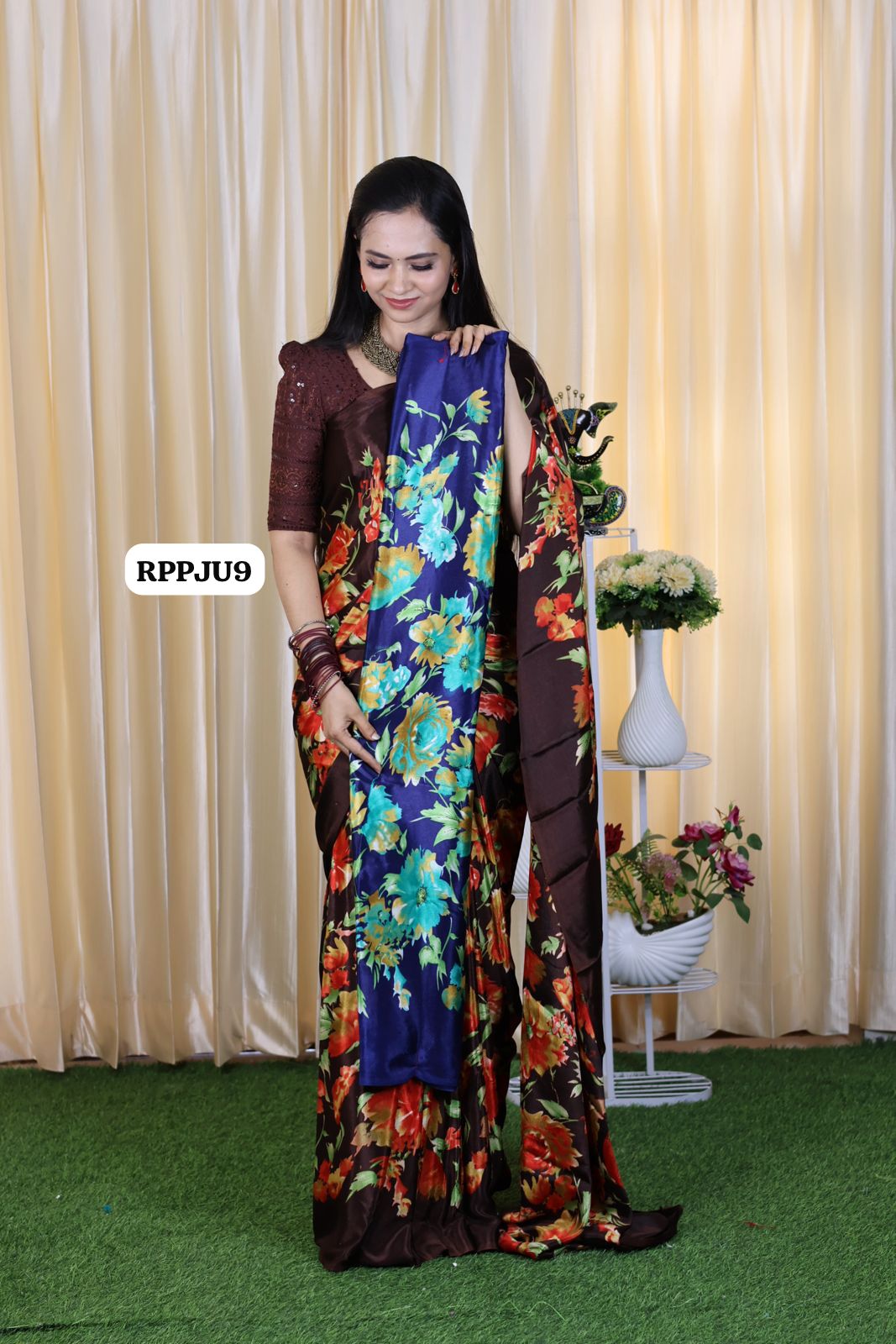 Soft crepe silk with floral design ❌