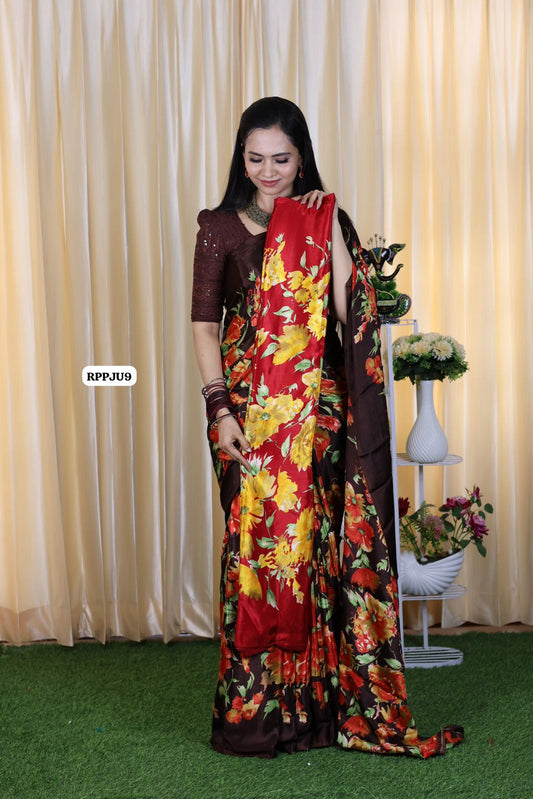 Soft crepe silk with floral designs ❌