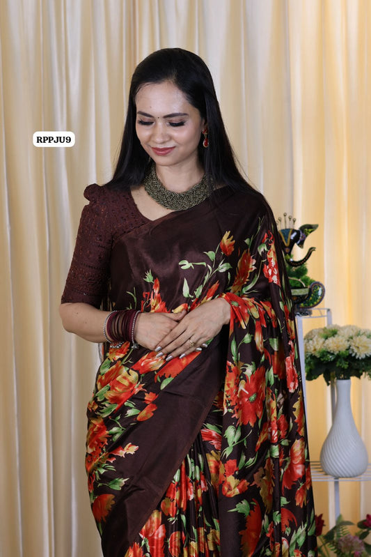 Soft crepe silk with floral designs ❌