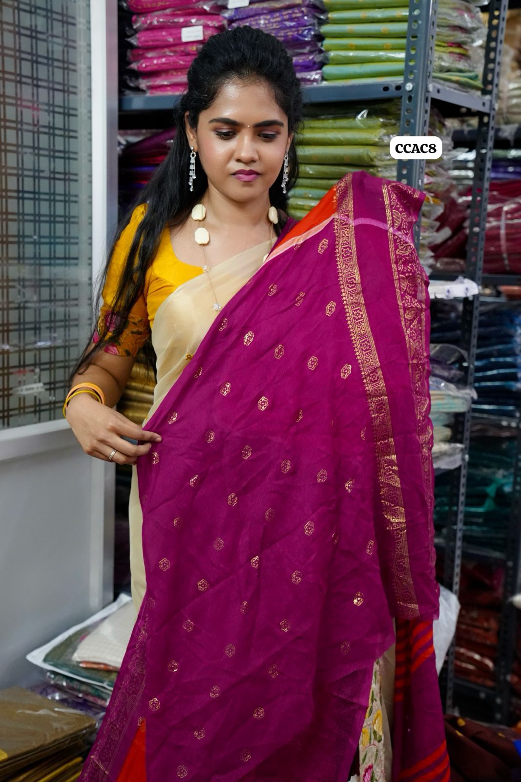 Chiffon fabric Rettapetta border 🥰😎📚